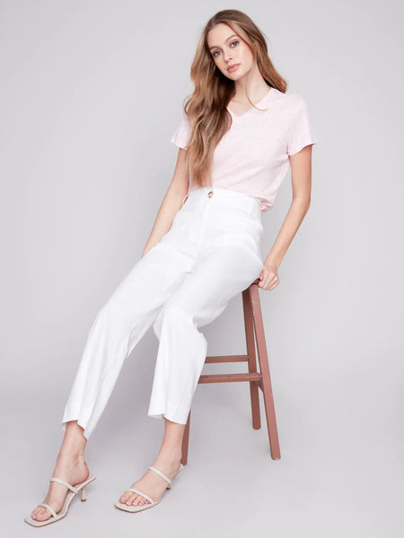 Cropped Linen Blend Pants