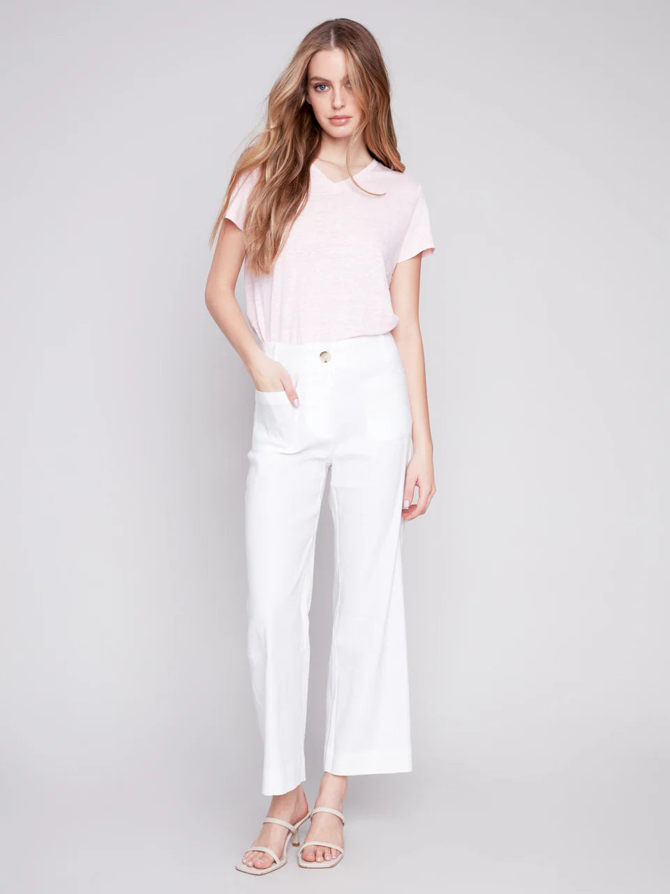 Cropped Linen Blend Pants