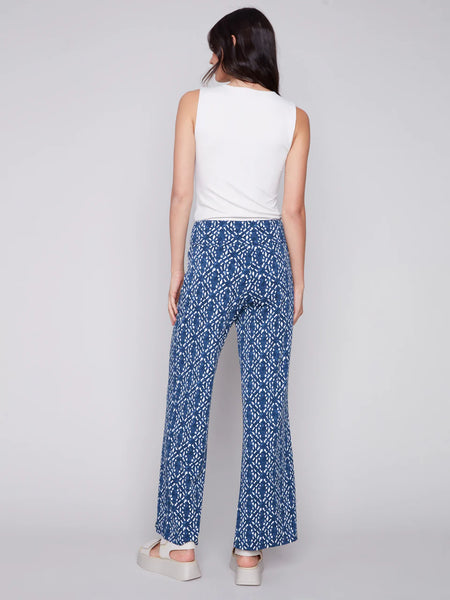 Printed Wide Leg Pants with Front Slits