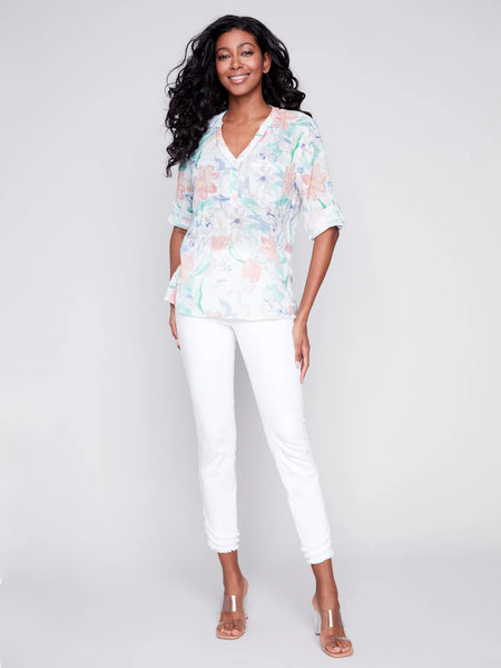 Printed Cotton Gauze Blouse