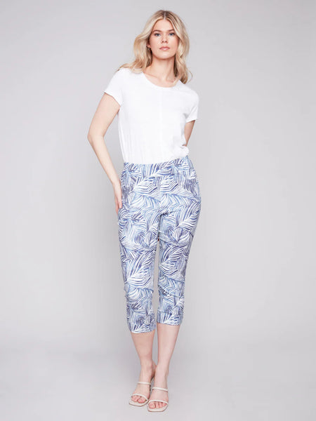 Printed Stretch Pull-On Capri Pants