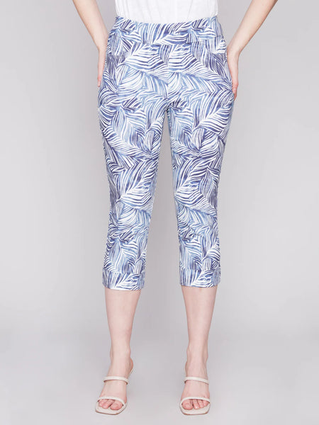 Printed Stretch Pull-On Capri Pants