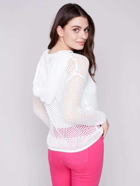 Fishnet Crochet Hoodie Sweater