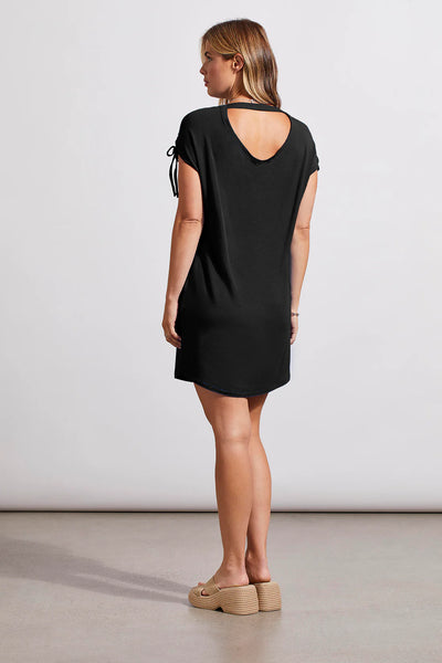 Cap Sleeve Dress with Drawstring Shoulder Dress