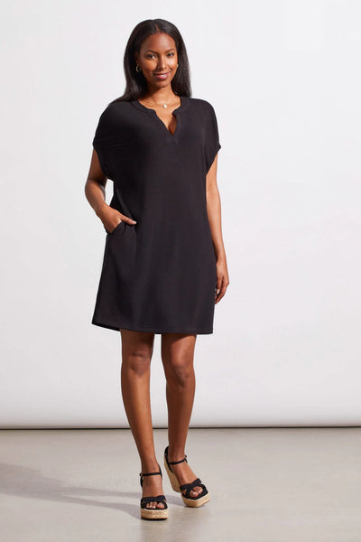 Notch Neck Shift Dress with Pockets