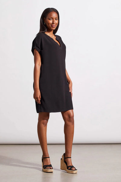 Notch Neck Shift Dress with Pockets