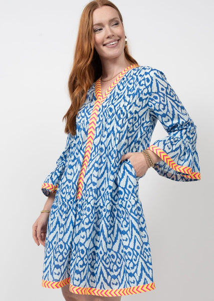 Ikat Neon Trim Dress