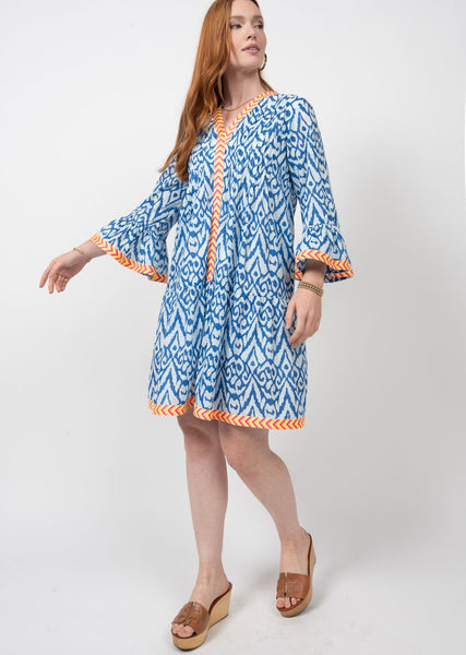 Ikat Neon Trim Dress