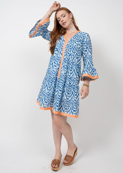 Ikat Neon Trim Dress