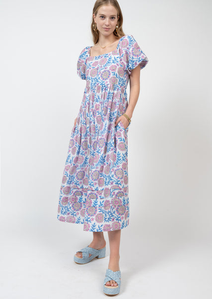 Pouf Sleeve Midi Dress