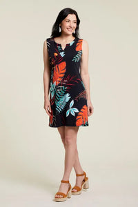 Tropical Printed Notch Collar Dress