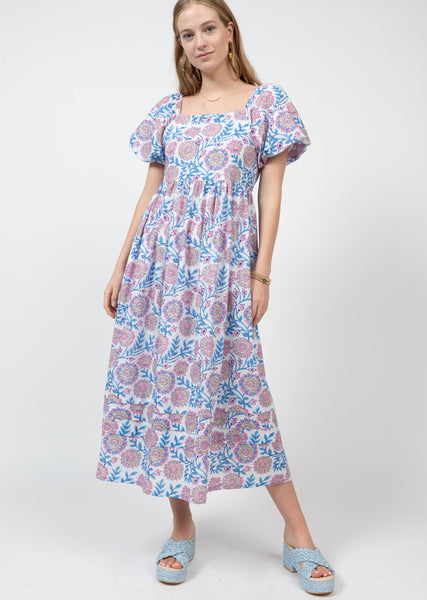 Pouf Sleeve Midi Dress