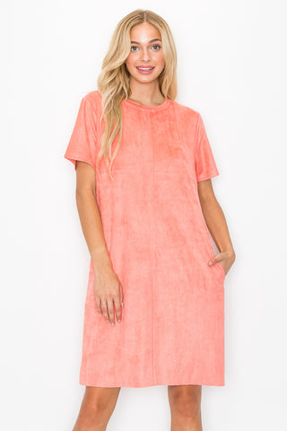 Audrey Round Neck Short Sleeve Dress with Pockets