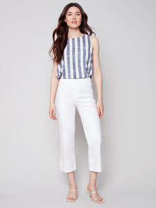 Cropped Pull-On Twill Pants with Hem Tab