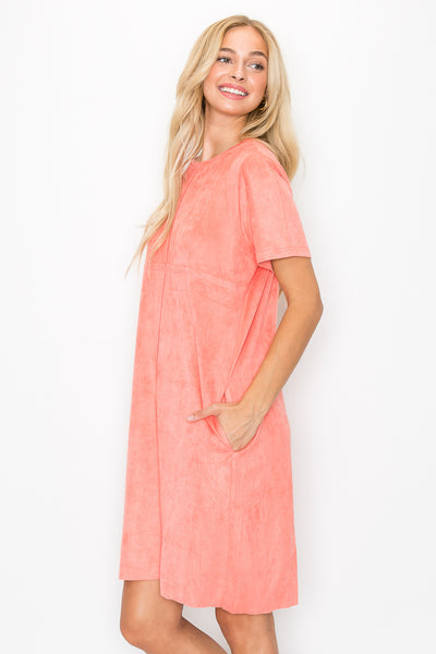 Audrey Round Neck Short Sleeve Dress with Pockets